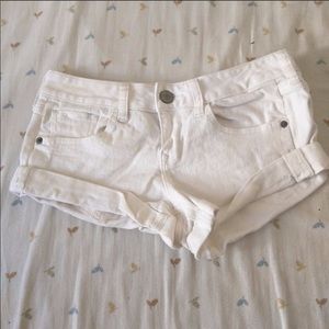 white denim express shorts sz 0